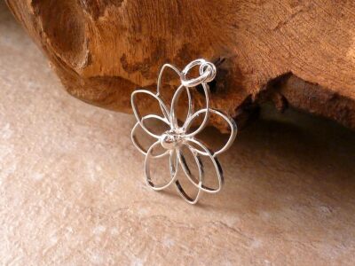 Anhänger 925 Sterling Silber Blume Blüte 3D Effekt NEU