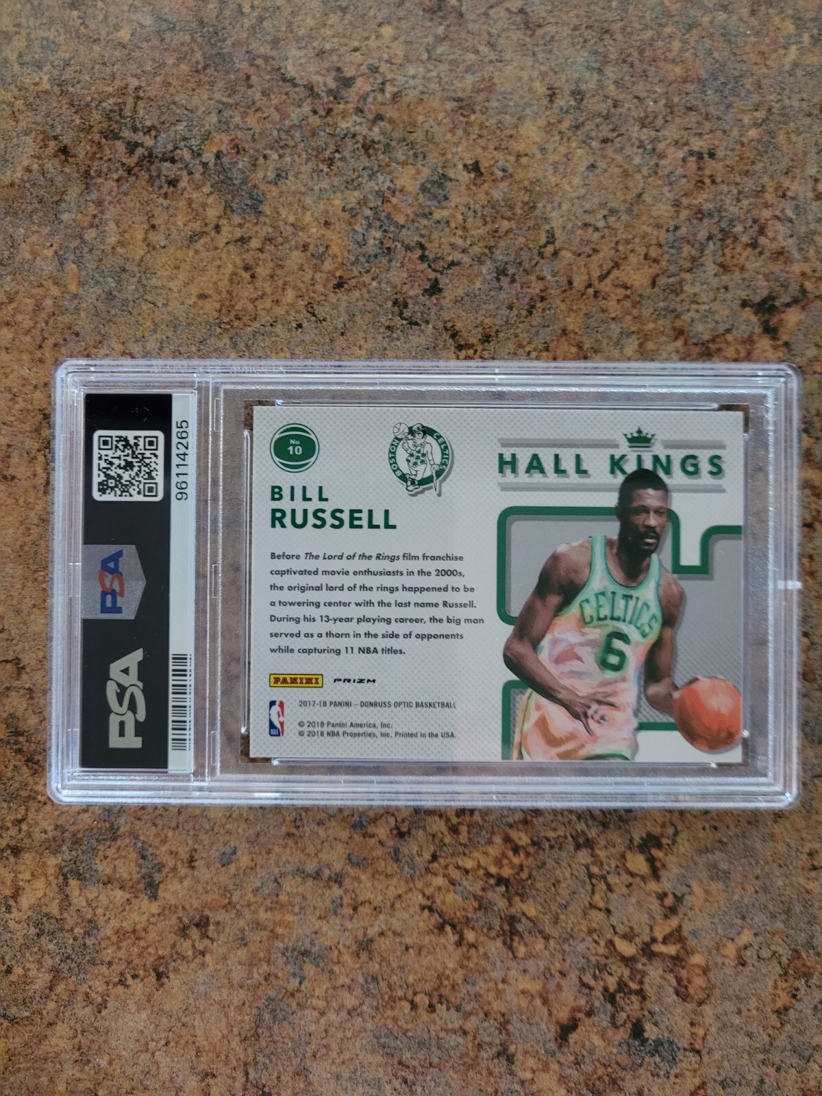 2017 Panini Donruss Optic Bill Russell, Hall Kings, Holo, PSA 10, GEM MINT view 3