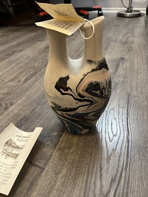 VINTAGE NEMADJI POTTERY Cobalt Blue Swirl VASE Brand New WITH ORIGINAL TAGS!