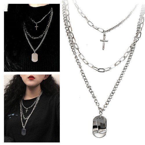 Men Women Chain Necklace Cross Pendant 