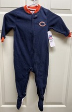 NEW 12m NFL Chicago Bears pajamas Baby Infant 12 Months Romper Footed Zipper Pjs