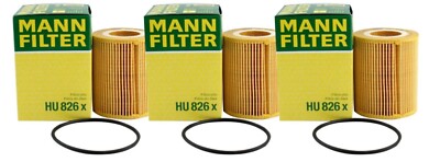 Mann Set of 3 Engine Oil Filter HU826X For LR Discovery Range Rover Sport Diesel