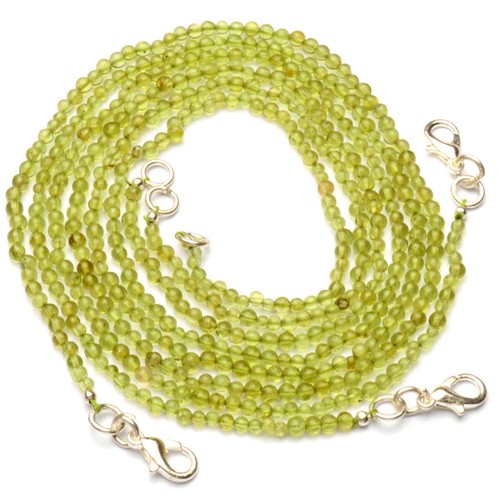 Natural 4mm Faceted Green Peridot Gemstone Beaded Necklace – 16-36 Inch
