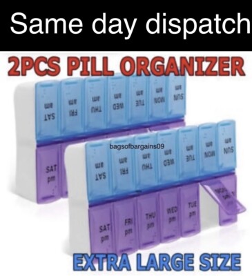 2 x 7 Tage Pillendose Medizin AM/PM Tablettenspender Organizer Wöchentliche Aufbewahrung