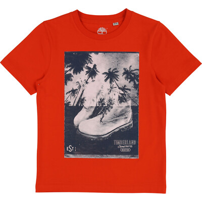 Timberland Kids T-Shirt orange mit Palmen und Boot  Print USA Grössen 128-176