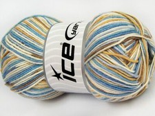 4-Skein Lot Lorena Color Yarn FREE SHIPPING Fine Cotton cream camel blue 4x100g