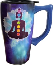 7 Chakras 12576 Meditation Ceramic Coffee Tea Travel Mug Cup 18 oz 6.4" H 