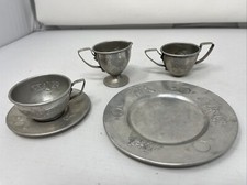 Rare Antique Nursery Rhyme Aluminum Tea Set -children  s Play Set