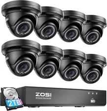 ZOSI 8HQ-4295B8-20-US 8CH 4K PoE , 8 Wired  5MP Dome PoE IP Cameras