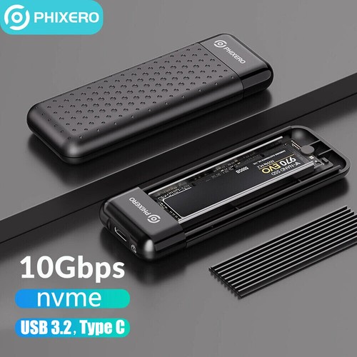 PHIXERO M.2 NVMe SSD Enclosure USB3.2 Gen 2 10Gbps External SSD Case M.2 Reader - Picture 2 of 9