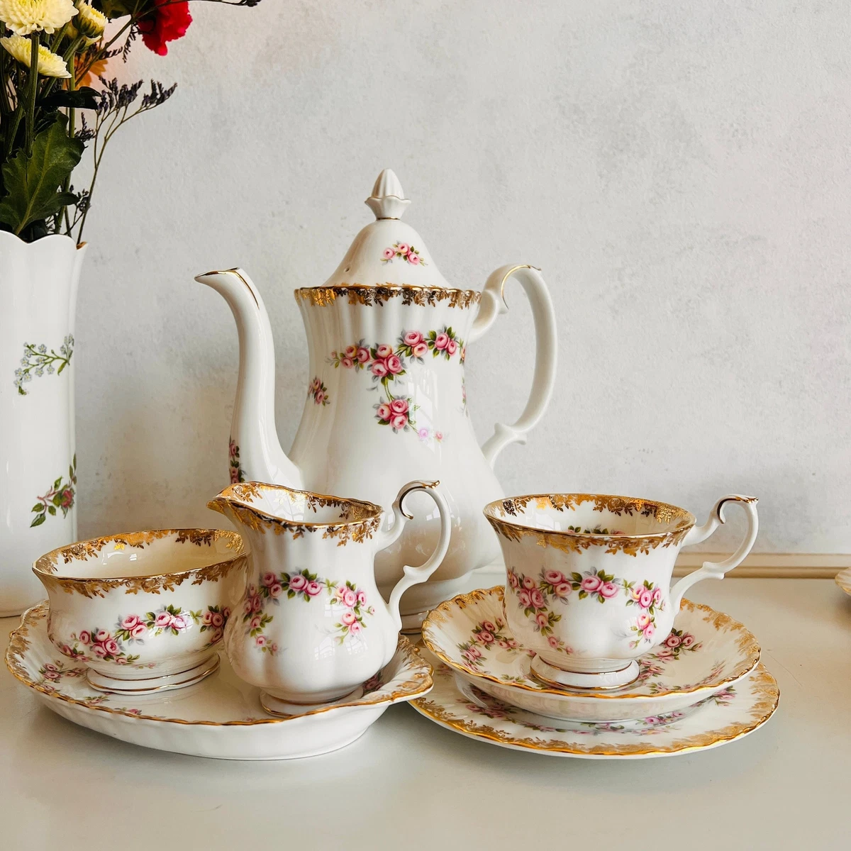 Royal Albert Dimity Rose China Set – 1969 Limited Edition, English