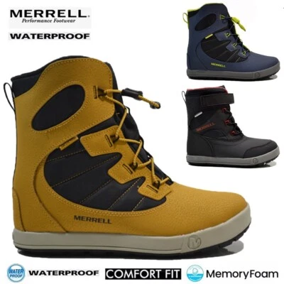 JUNGEN MÄDCHEN MERRELL WASSERDICHT THERMO WINTER SCHNEE MUCKER GUMMISTIEFEL GRÖSSE