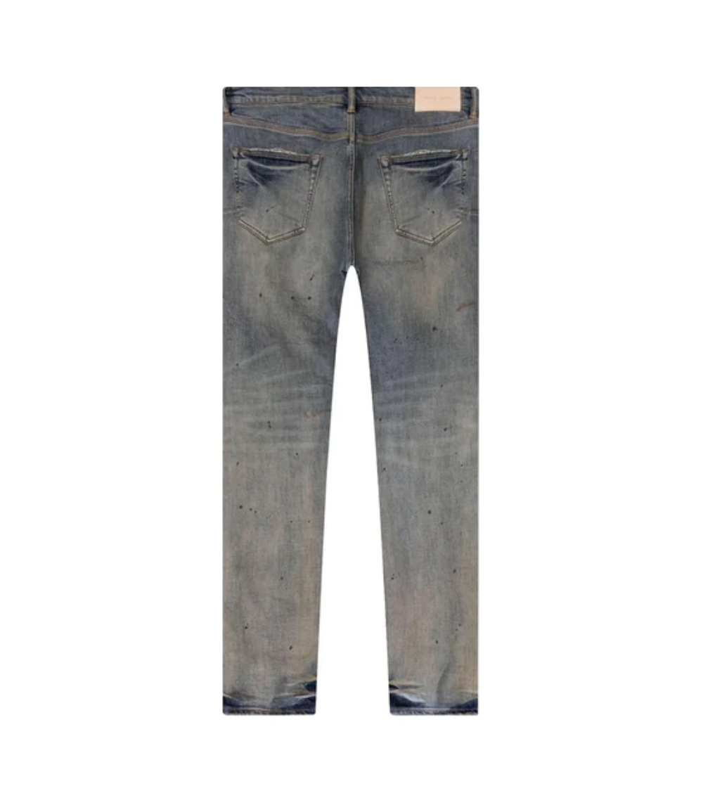 Purple Brand Indigo Oil Repair Slim Straight Jeans [P005