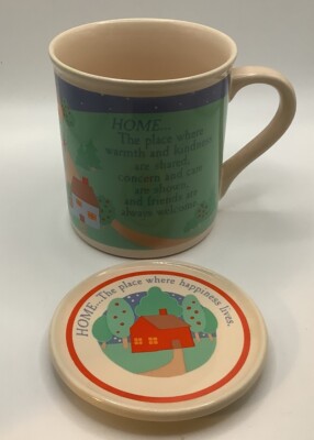 Hallmark Tasse HOME The place where happiness lives 1988 Mates Vintage Neu