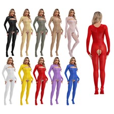 Womens Jumpsuit Compression Catsuit Nylon Nightwear Stretch Bodysuit Slim Fit