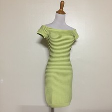 NWT BCBGENERATION sz Medium/Large Lime On/Off Shoulder Bodycon Stretch Dress