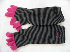 Miss Sixty beautiful long gloves black grey pink size M approx 4-8 years excellent RC320