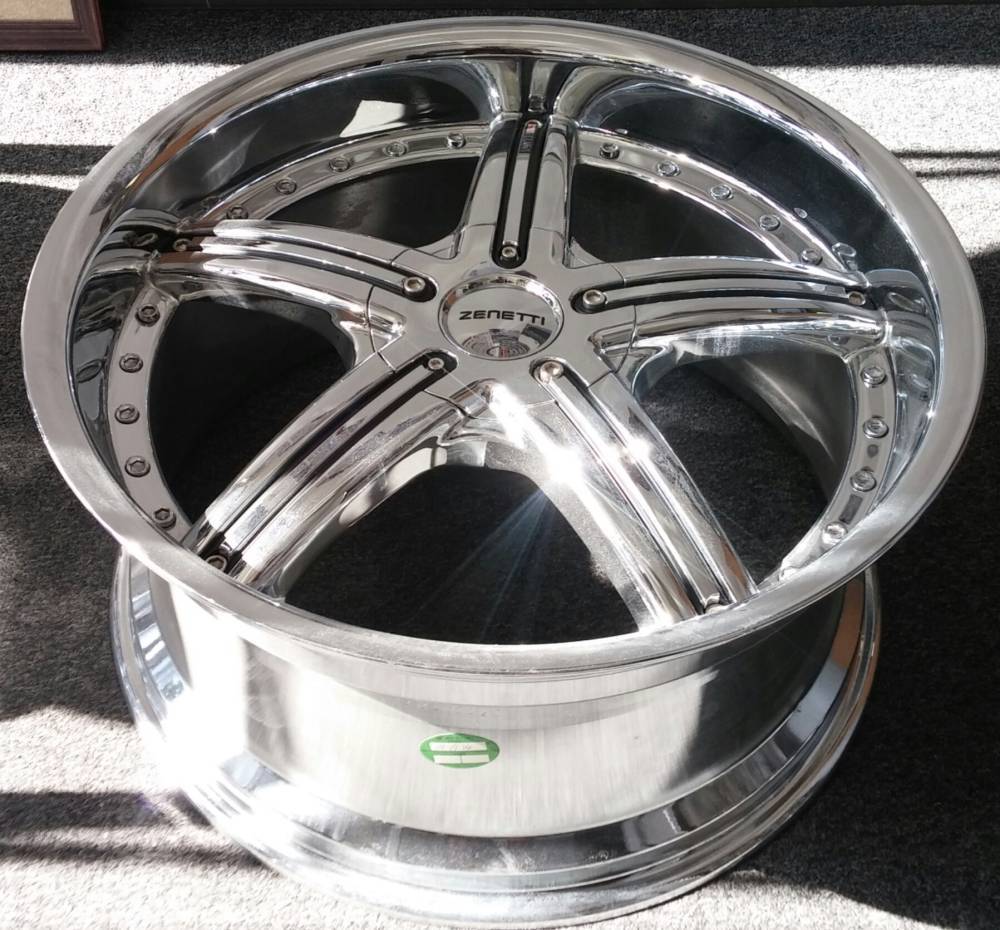 (single) 20x10 Zenetti Legacy Chrome w/Black Inserts 5x114/115 ? +35mm wheel rim