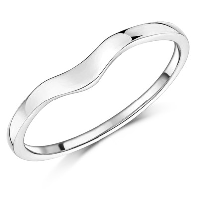 Damen 9 Karat Weißgold gebogener Wunschknochenring Hochzeitsband 1,5 mm Größen G-T