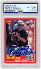 Steve Beuerlein Signed Raiders 1989 Score Football Rookie Trading Card #20 - PSA