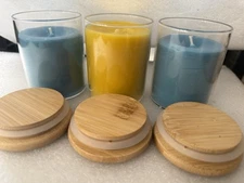 3-5 oz 100% Unscented soy wax candles with 100% cotton wick. Free flower candle.