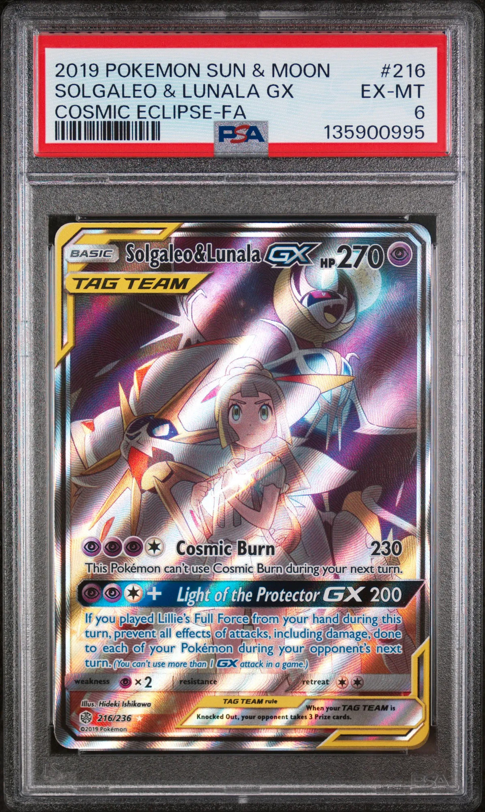 PSA 6 Solgaleo & Lunala GX #216 2019 Pokemon Sun & Moon Cosmic Eclipse