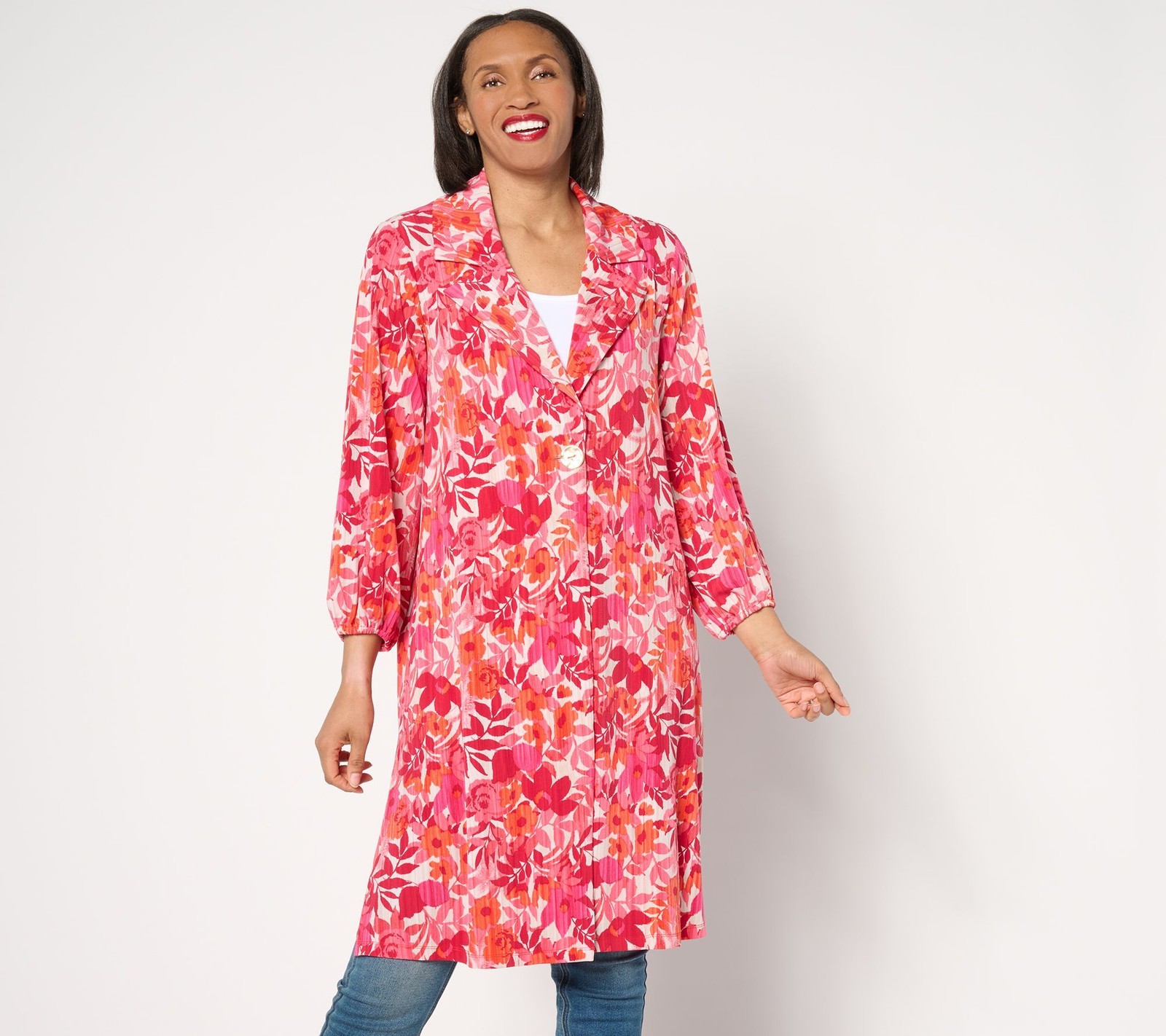 Susan Graver Women's Jacket Sz L Regular Printed Liquid Multi-colored A649293