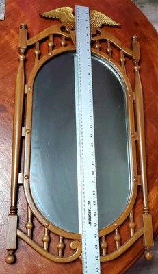Vtg. SEXTON USA Cast Aluminum w/ Oval Mirror Federal Style Eagle 29'' Wall Mount