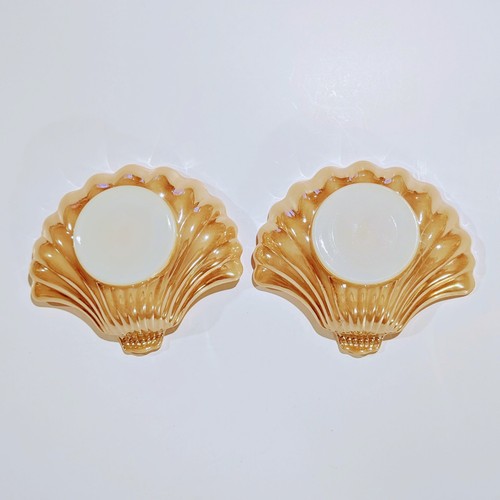 2x Vtg Peach Lusterware Shell Dishes Anchor Hocking Fire King - Picture 2 of 2