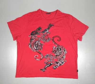 Vintage Sean John T-Shirt Mens 4XL Black Panther Dance Sequin Red Hip-Hop