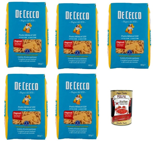 De Cecco Pasta Mista N.120 100% Italienisch Pasta Nudeln 5X 500G+Polpa 400G-image
