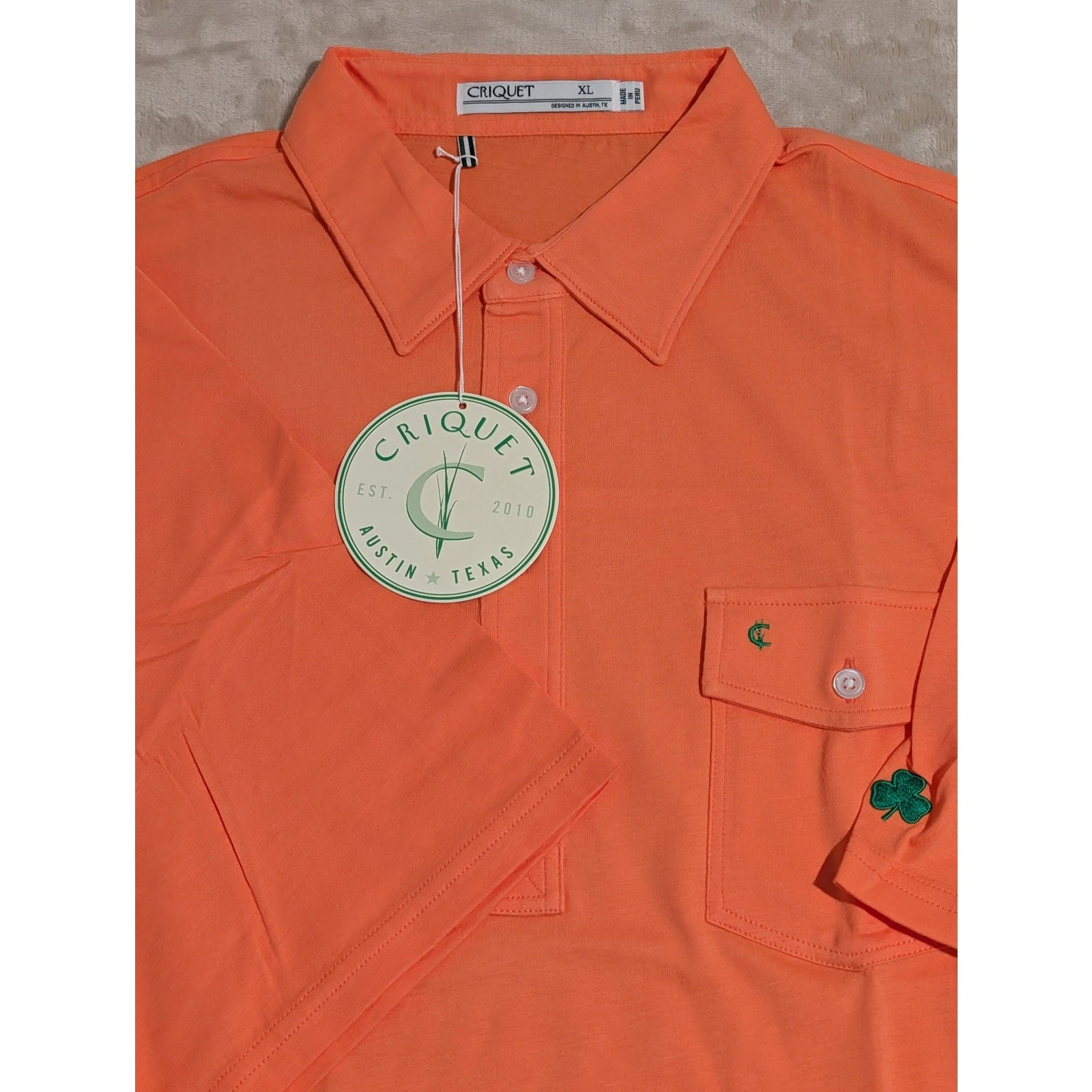 Criquet Mens Player Polo Shirt Orange XL Embroidered Organic Cotton Golf NWT
Opens in a new window o
