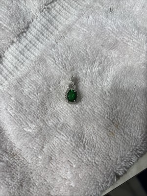 14K Solid Gold Emerald Oval-Shaped Pendant Charm for Necklace