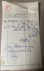1944 WWII Era Store Receipt - Adele Litzellachner Innsbruck Austria - Leather