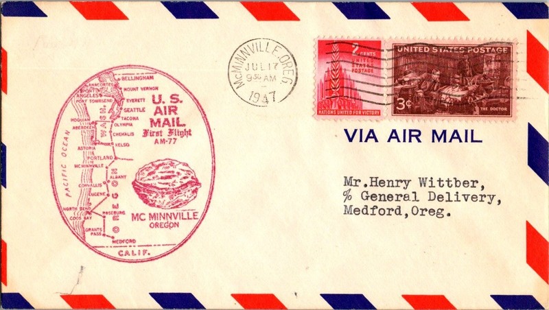 West Coast Airlines First Flight McMinnville Oregon - Medford Oregon - 1947
