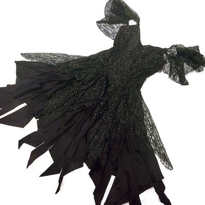 Vtg 90s Wednesday Adams fairy grunge black lace Haloween witch dress whimsy goth