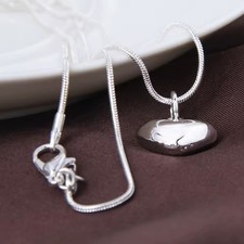 Silver Color Small Heart Pendant Necklace 16-30 Inch Snake Chain for Women
