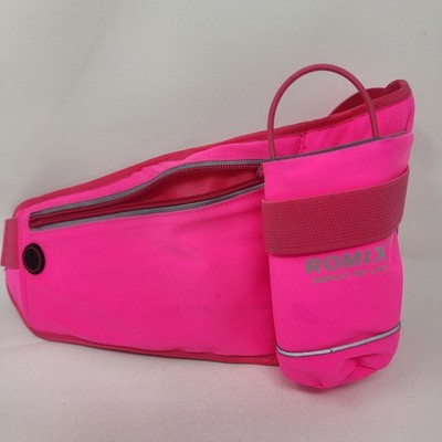 Romix Neon Pink Adjustable Waist Bag With Bottle Holder