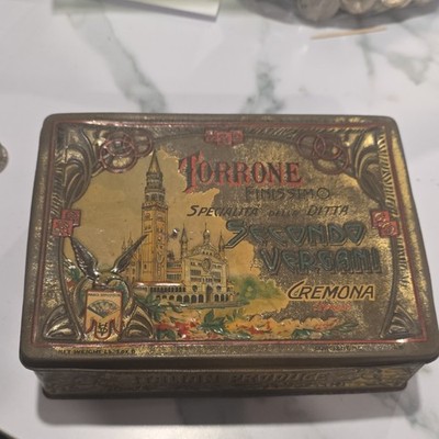 Secondo Vergani Italian Advertising Tin Gold Beige Red Green