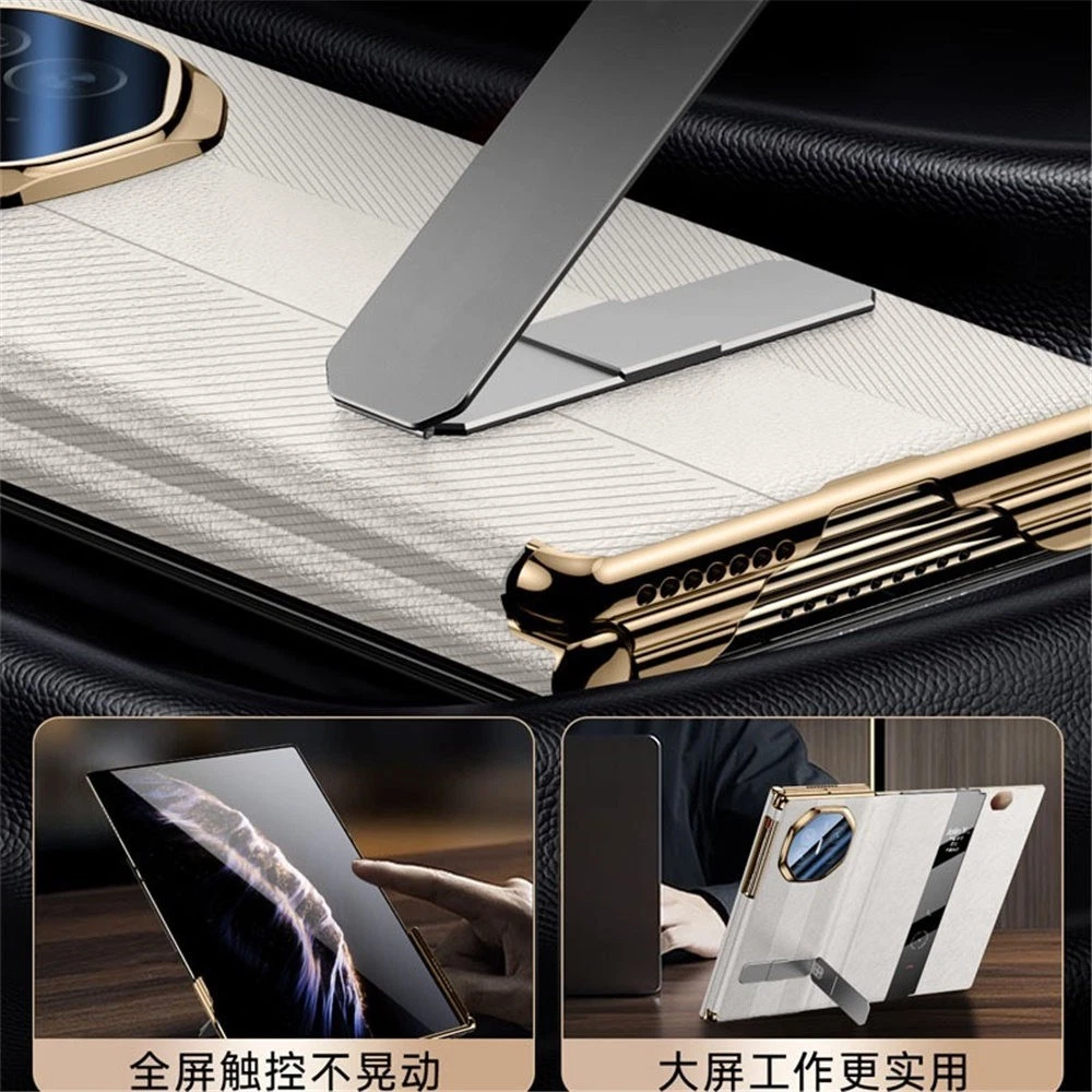 Genuine Nappa Leather Bracket Case For Huawei Mate XT XTS Window View Full Cover - Picture 7 of 28