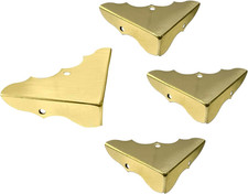 Solid Brass Deco-Corner Protector for Jewelry Box, 5/8", Polish Brass, 4 Pack, M