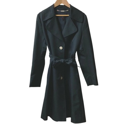 ESCADA Women's Black Belted Chester Coat Size 34 Used Elegant Outerwear