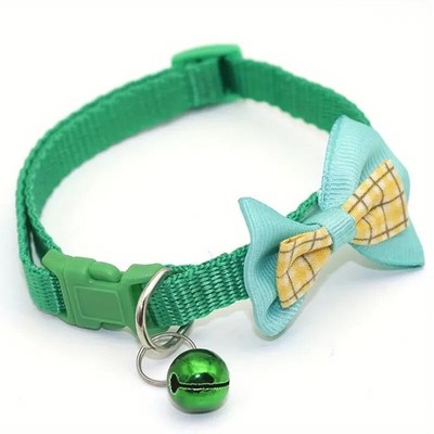 Adjustable Safety Buckle Cute Puppy Kitten Pet Collar Bow Tie/Plaid Pattern Bell