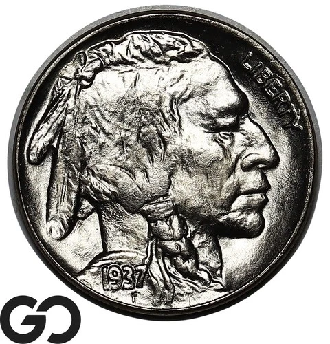 1937 Buffalo Nickel, Fully Struck Blast White Superb Gem BU++