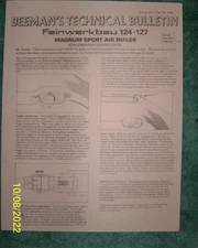 Beeman Feinwerkbau FWB-124 127 Magnum Air Rifles Owner's Instruction Manual 1978