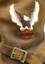 HARLEY DAVIDSON Jerry Engineer Motorcycle Boots Mens 13 Brown Embroidered Eagle