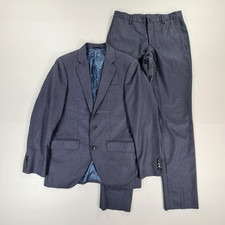 Hackett Mens Two Piece Suit Set Navy Blue 36 R Jacket W30 Pants Wool Pin Stripe