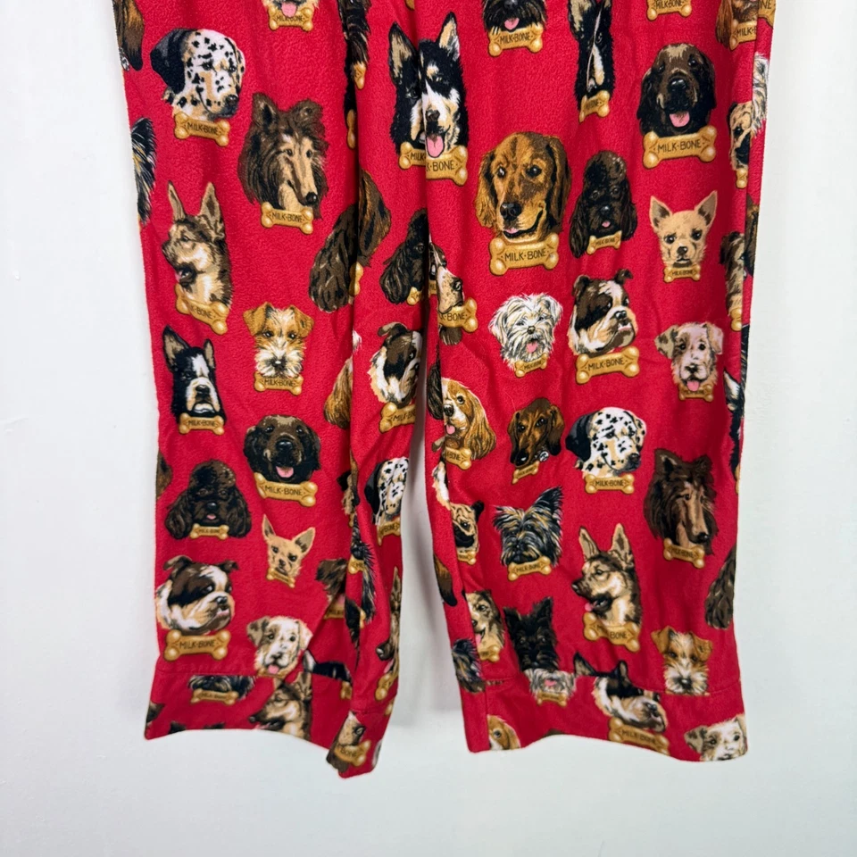 Juego de pijama de franela Nick & Nora razas de perro hueso de leche rojo para niña talla grande 10/12 Foto 4 de 4