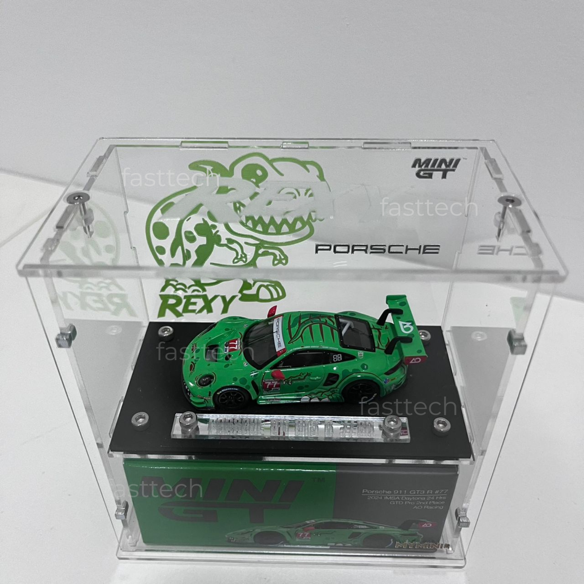 Mini GT Acrylic Display Box 1:64 Porsche 911 GT3 R Rexy Glow +
