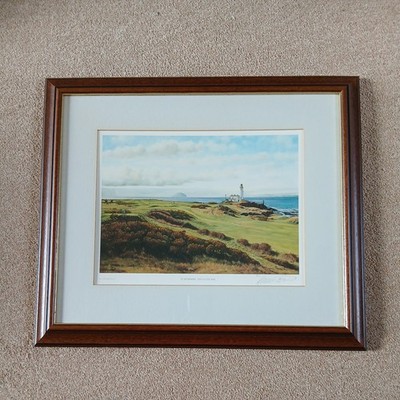 Turnberry Ailsa Course 1989 Bleistift signiert Druck Graeme W. Baxter montiert gerahmt 